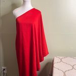 Uniqlo  Red Satin Oversize One Shoulder Asymmetrical Dress Photo 2