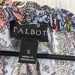 Talbots Top Small Blue Pink Paisley Blouse Tie-Neck Lightweight Summer Peasant Photo 2