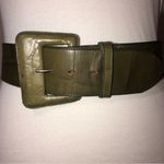 Catherine Dial Easley Embossed Wide Leather Belt Green Medium Artisan Texas Photo 1