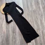 The range black ribbed knit‎ cowl neck midi dress w/ high slit Women’s Size xs Black Photo 2