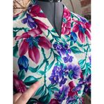 Adonna robe satin floral purple teal pink Photo 3