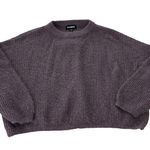 EXPRESS Fuzzy Sweater Cropped Crew Neck Knitted Purple, Sz Petite M Photo 7