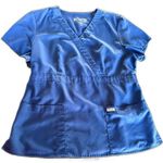 Grey's Anatomy  Scrub Top. Navy V-Neck Font Pockets (406) Photo 0