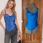 Heartloom NWT Janina Animal Print Silky Sexy Cowl Cami Top in Cobalt - Sz Small Photo 1