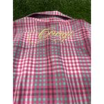 COOGI  Y2K Grunge Plaid BUTTON DOWN Logo SHIRT Pink Roll Tab LARGE Photo 4
