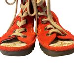 Fly London  Yaba Tomato Red Suede Ankle Lace Up Wedges size 36 US 6 Photo 2