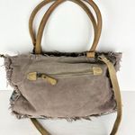 Myra Bag Leather Canvas Fur Shoulder Crossbody Bag Western Boho Aztec Large Gray Photo 1