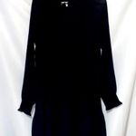 Loft WO SIZE LG Black Cocktail Dress with Bishop Sleeves and Crew Neck pleated Photo 0