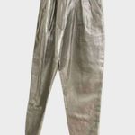 IRO Takecare Paper Bag Pants 36 Waist Tie Silver Metallic Holidays NYE New Years Photo 2