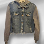 Ci Sono Ci‎ Sono Destroyed Cropped Denim Jacket with attached Hoody Photo 0