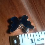 Blue Color Agate Goldtone Butterfly Brass Pendant Photo 5