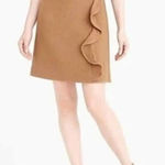 J.Crew  Women's Mercantile‎ Wool Blend Ruffle Front Mini Skirt Camel Size 8 Photo 0