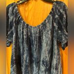 Knox Rose Knox‎ Rose Blue Tie-Dyed Eyelet Flutter Sleeve Off-the-Shoulder Top Size Large Photo 9