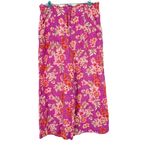 Loft  Floral Flowy Wide Leg Linen Pants Pull On Size Large L EUC Photo 1