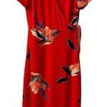 A New Day  Red Floral Print Wrap Surplice Maxi Dress Pockets Side Tie Summer Sz S Photo 2
