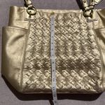 Coach - North South Metallic Woven Leather Gold‎ Leather Shoulder Bag Tote F17099 Photo 14