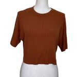 Naadam Ribbed Lightweight Cropped Top Tee Cashmere Blend Short Sleeves Size S Photo 2