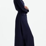 Madewell Utility Tie Waist Maxi Shirtdress Navy Belted Pockets Lyocell XXS NWT Photo 5