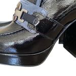 Casta Josh Patent Leather Black Heeled Loafer Gray Silver Buckle size 7 37 90s Photo 4