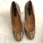 Ann Taylor snake print brown tan pumps heels expresso melange color size 8.5 100% Genuine Leather  Originally $198 Photo 1