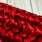 Red Raffia Kiss Lock Clutch Soft Italian Leather Interior Whimsy Evening Summer Photo 11