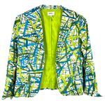 Neiman Marcus Medium Blazer Jacket Blue Green White Lined Open Women Stretch 875 Photo 9