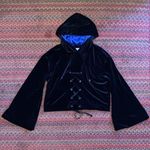 Urban Outfitters RCG 2017 BLACK VELVET WITCHY CORSET LACE FRONT BELL SLEEVE HOODIE Photo 0