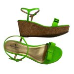 Kate Spade ‎ New York Green Patent Leather Cork Wedge Bow Sandals Size 9.5 Photo 1