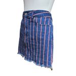 American Eagle Super Stretch Hi-Rise Mini Denim Jean Skirt Blue Red Stripe 6 Photo 1