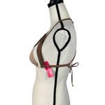 Xhilaration Large Triangle Crochet Bikini Swim Top Padded Stretch V-Neck Brown Photo 5