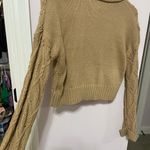 Pink Rose Cropped Brown Sweater Photo 6