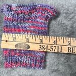 Handknit Blue & Pink Ruffle Cuff Wrist Warmers Handmade Knit Accessory Photo 4