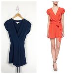 Diane Von Furstenberg  Purdette Tie-Waist Short Romper Size 8 Navy Blue DVF Photo 1