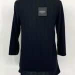 Bobeau NWT Wide Rib Crew Neck Side Slit Top Black Size Small Knit Casual Photo 4