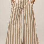 Anthropologie Tan and White Striped Wide-Leg Pants Photo 1