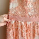 AQUA Peach Lace Floral Mesh Belted Party Dress, Tulle Cocktail Dress, Size 10 Photo 6