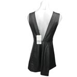 ZARA NEW Black Faux Vegan Leather Sleeveless V-neck Pinafore Button Mini Dress M Photo 7