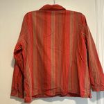 Woolrich  Women’s Petite XL Pink Red Striped Pleated Button Down Shirt. Photo 1