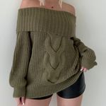 Off the shoulder cable knit sweater Green Size L Photo 0