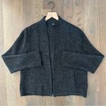 Eileen Fisher Washed Tweed Open Front Wool Blend Draped Jacket Grey Melange L Photo 5