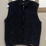 Free Country  Women’s Black Teddy Bear Zip-Up Sleeveless Vest with Pockets-Large Photo 0