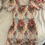 A.Peach Floral Print Smock Mini Dress  Photo 4