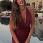 ZARA  Burgundy maxi Halter open back Dress wedding evening holiday party Photo 4