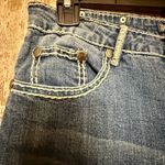 Luxe  Denim Jeans with Rhinestone accents and white stitching Photo 1