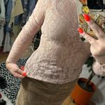 Urban Outfitters  High Neck Lace Long Sleeve Top Pink Size Medium Photo 3