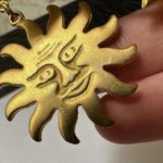 Large Matte Gold Tone Airplane With Plane Sun & Star Charms Brooch Pin Photo 1