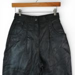 Vtg Together Black Leather Pants Womens 6 High Rise Tapered Leg 90s Minimalist Photo 2