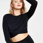 Bar III  cropped crossover black long sleeve top. Size medium, like new! Photo 0