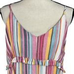 Umgee  Large A-Line Mini Dress Striped V-Neck Lined Sleeveless Ruffled Multicolor Photo 1