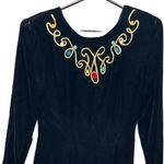 Vintage Black velvet J.R.Nites size 6 long sleeve dress. Black Photo 2